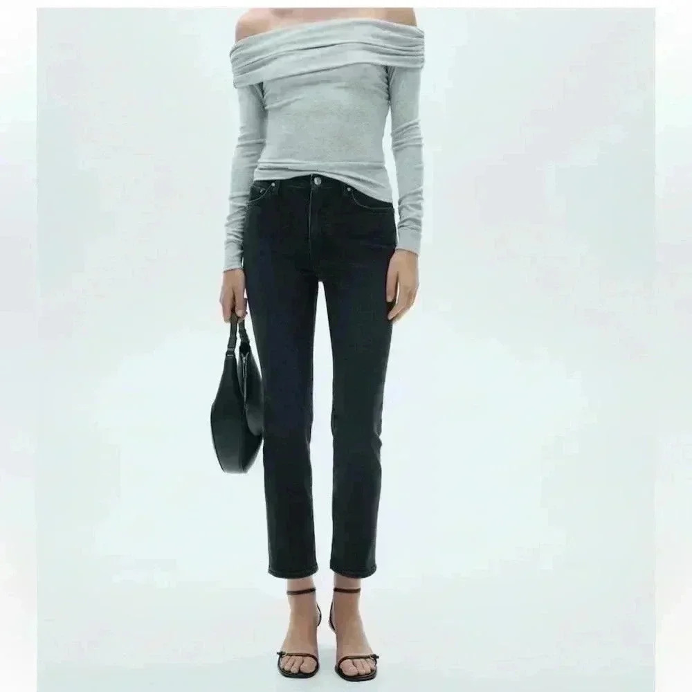 MNG Claudia slim fit jeans, ankle length, Charcoal, Size 26